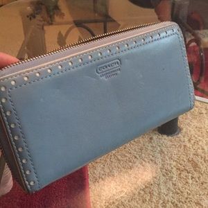 #2 Light blue genuine Coach zipper wallet.